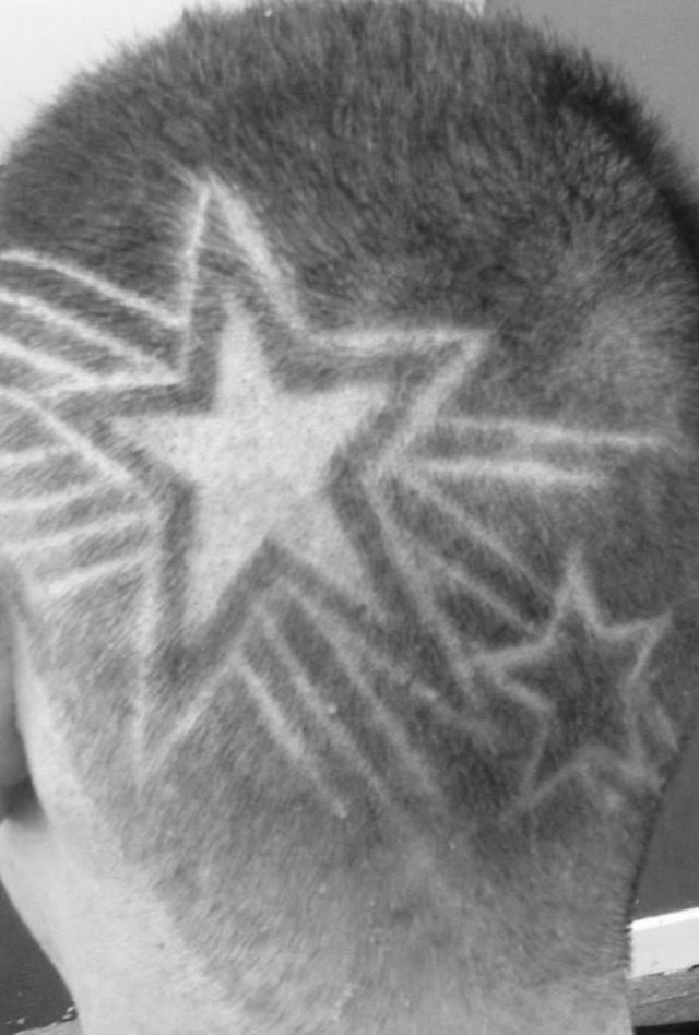 A black and white star pattern cut